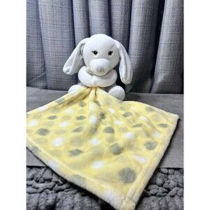 Little Beginnings Plush Bunny Rabbit Lovey Security Blanket Yellow Gray Toy